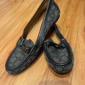Coach Black and Gray Patterned Loafers